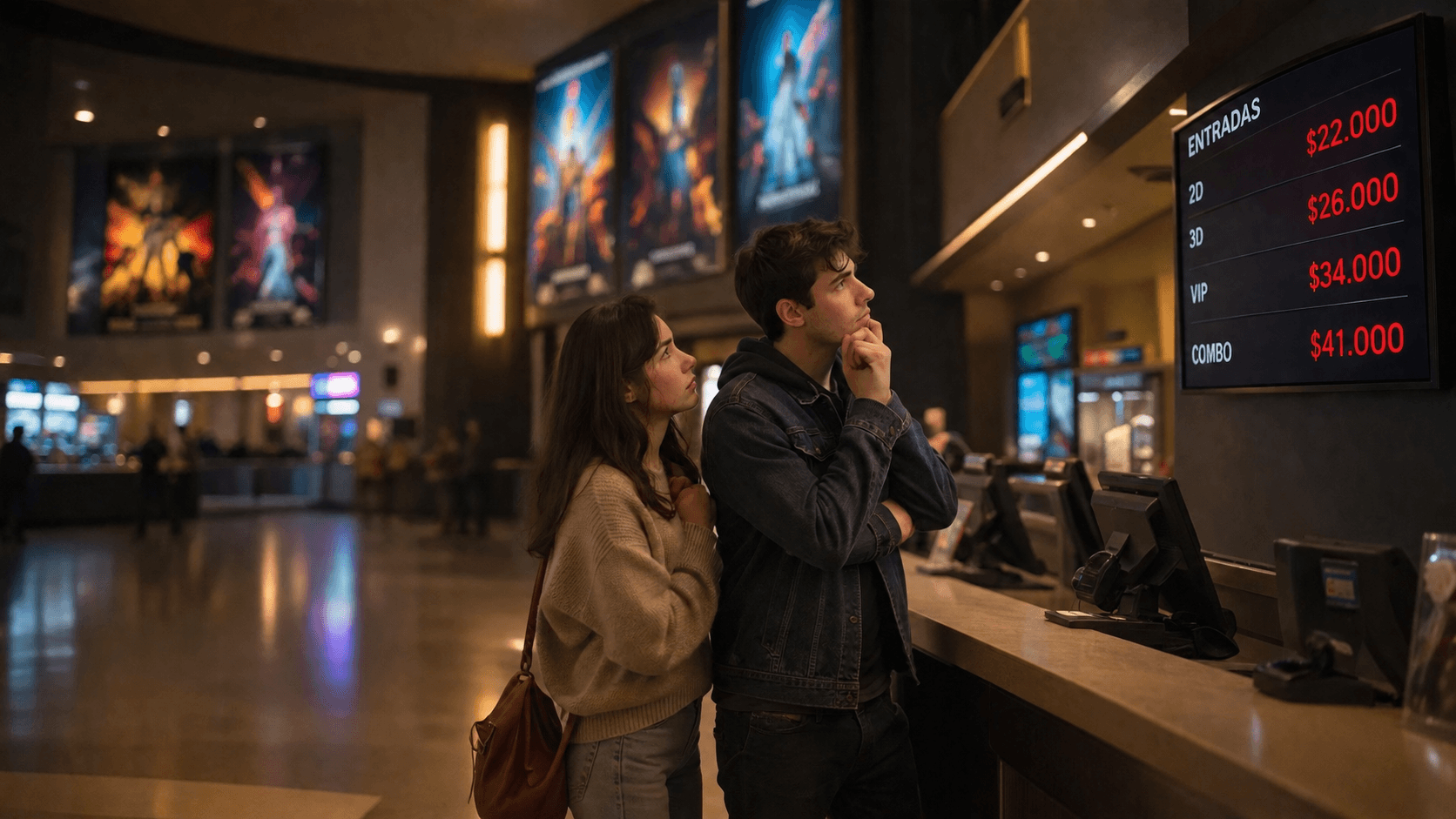 Persona celebrando en el cine